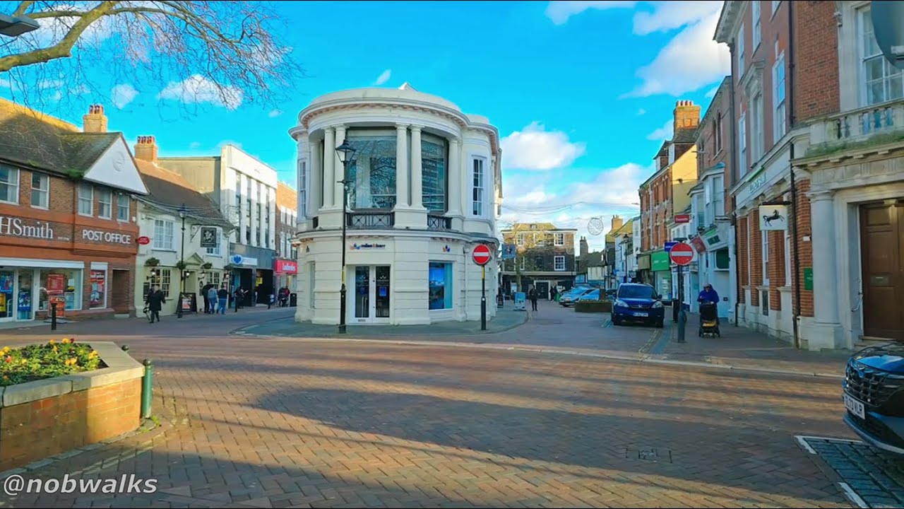 Ashford, England: A rail and shopping town. 4K Walk