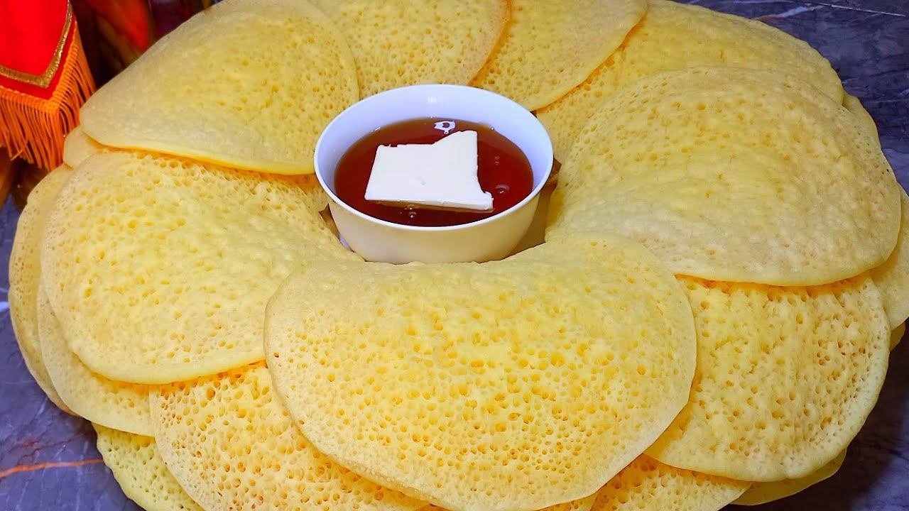 بغرير بالسميدة بدون سكر وبدون اختمار ناجح من اول تجربة 
