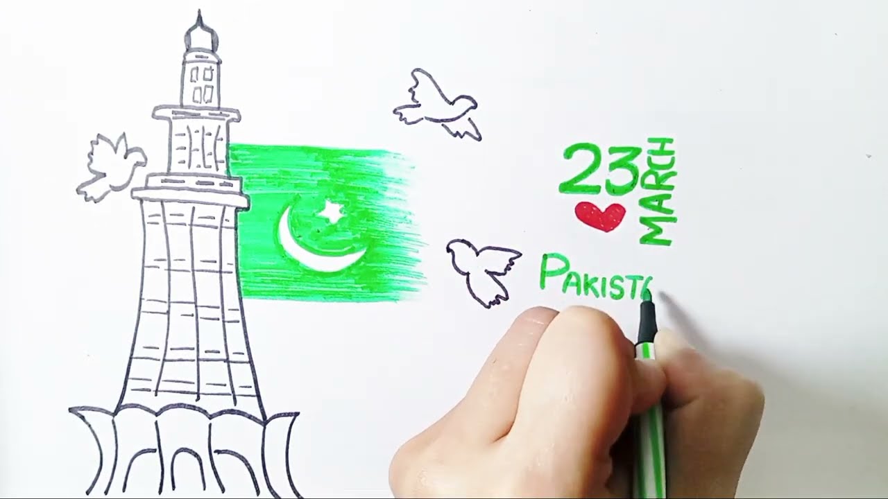 Pakistan day drawing | Pakistan resolution day | 23 March 2024 &hearts;️
