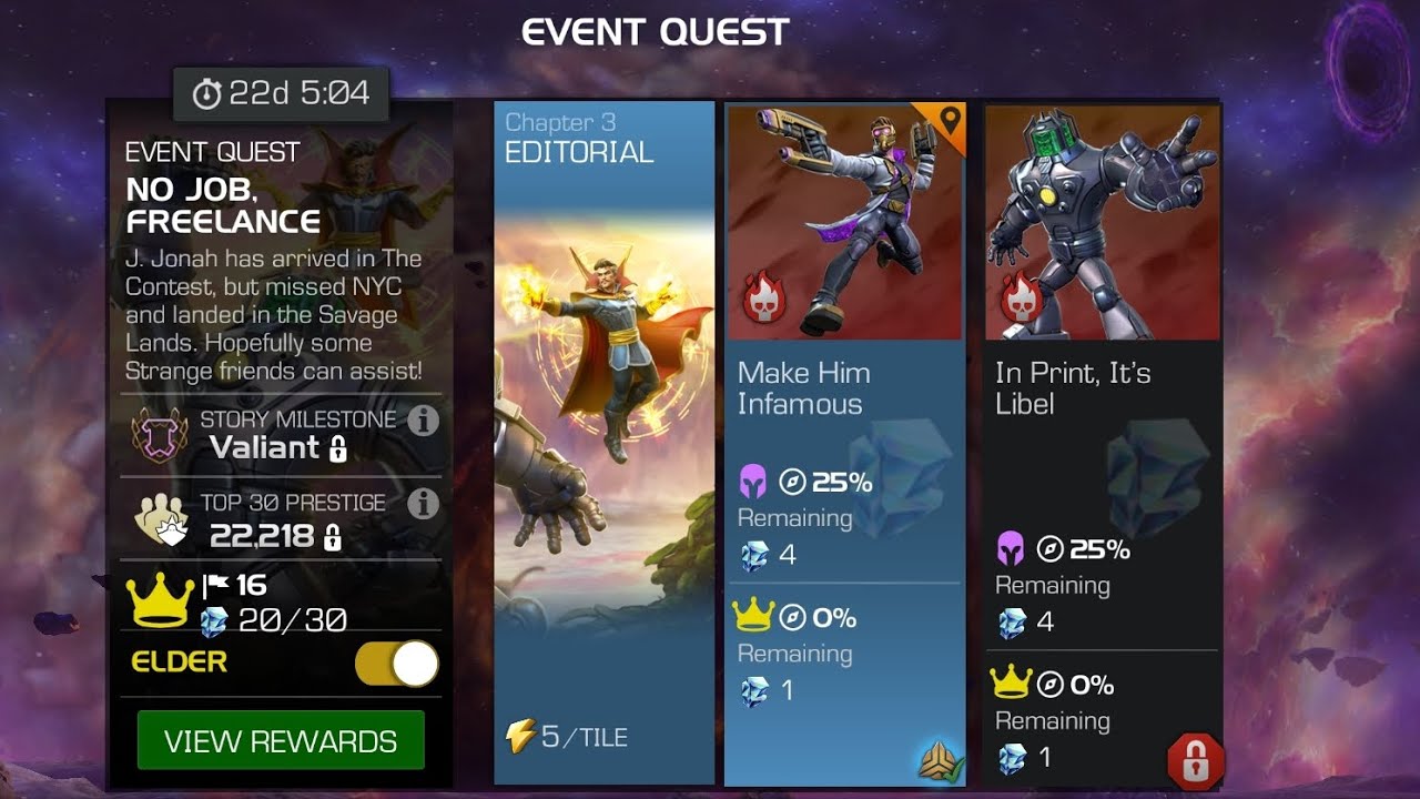 Marvel Contest of Champions- 2026 January EQ- Elder Difficulty Quest 5