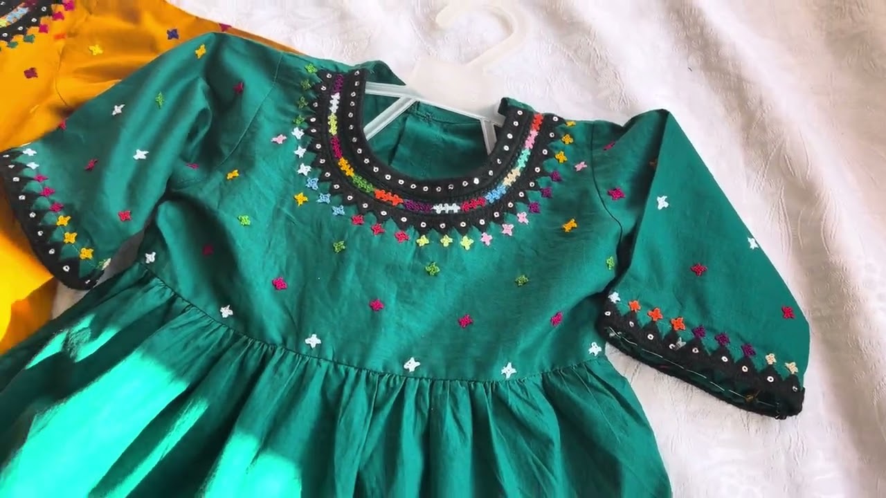 Balochi Hand Embroidered Baby Girls Frock With Trouser || Latest New Hand Embroidered EID dress
