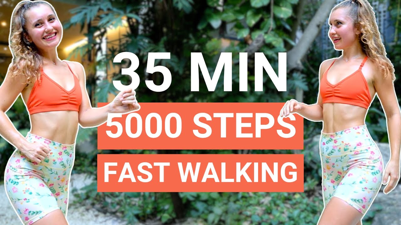 35 MIN 5000 STEPS WORKOUT | fast walking workout for weight loss, full body cardio at home
