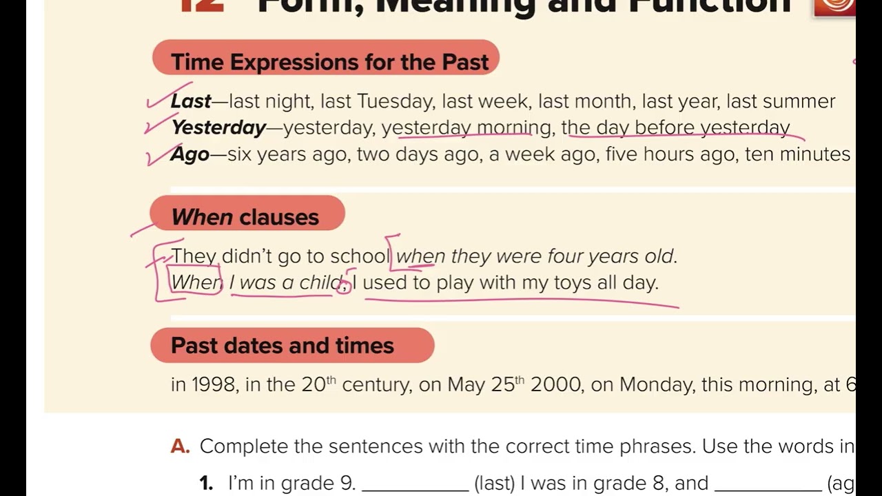 لغة انجيلزية - ثالث متوسط - الترم الاول (شرح قاعدة🌟) | Time Expressions for the Past |