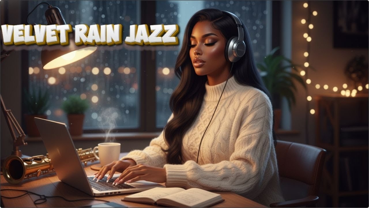Velvet Rain Jazz 🌧️🎷 | 72 BPM Rainy Night Sax for Deep Focus, Study & Sleep (1 Hour 20 min)