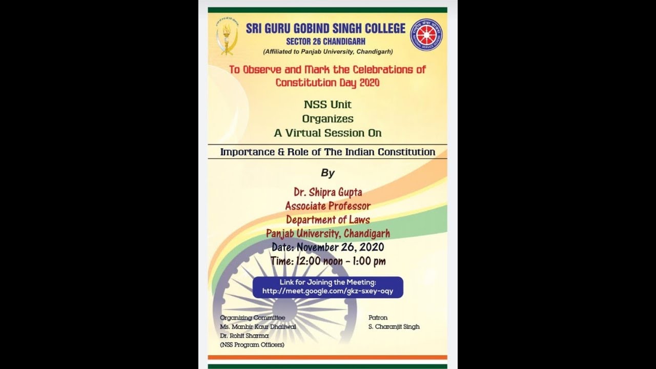 NSS UNIT SGGS College Live Stream - CONSTITUTION DAY CELEBRATIONS