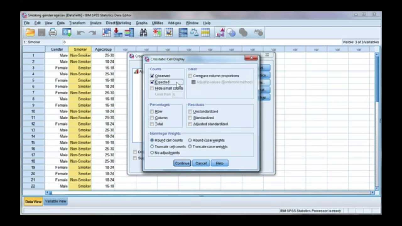 Chi-squared test + interpretation in SPSS (assumptions not violated)