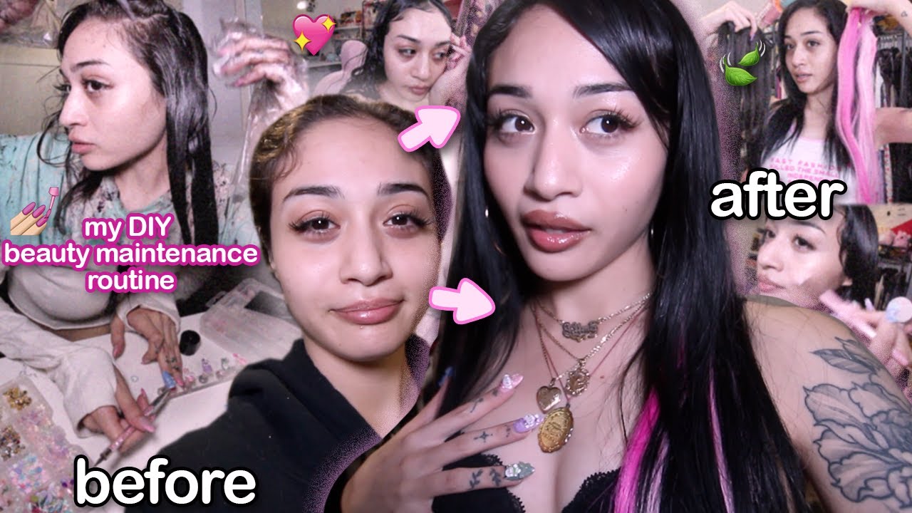 ✨ diy beauty maintenance routine ✨nails, lashes, hair, brows, & moreeee 💅🏻🥰 LETS GLOW UP :P 😋💞🍃