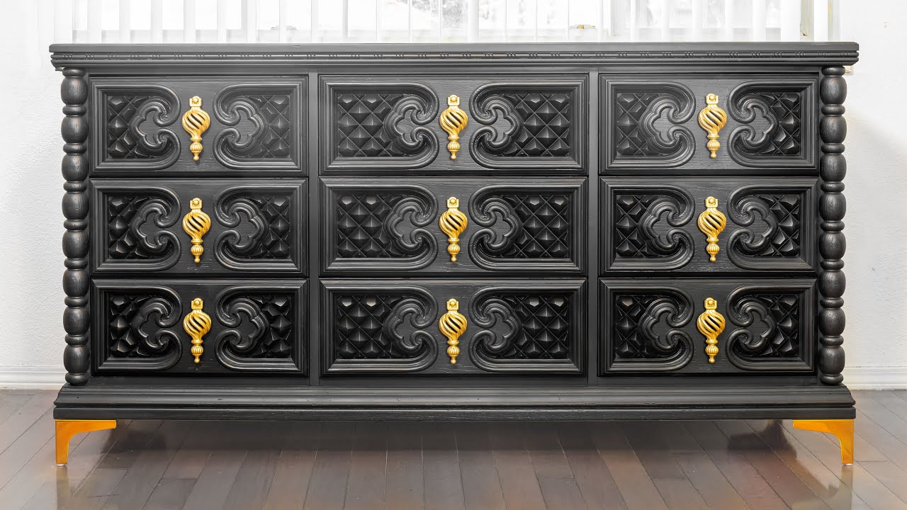 Black and Gold Dresser Restoration Furniture Flip