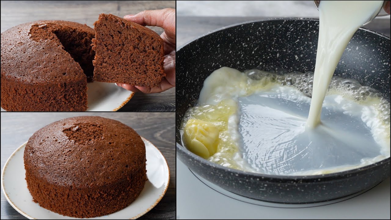 Make This Butter Soft Chocolate Cake With Hot Milk | Homemade Delicious Milk Cake Recipe | Milk Cake