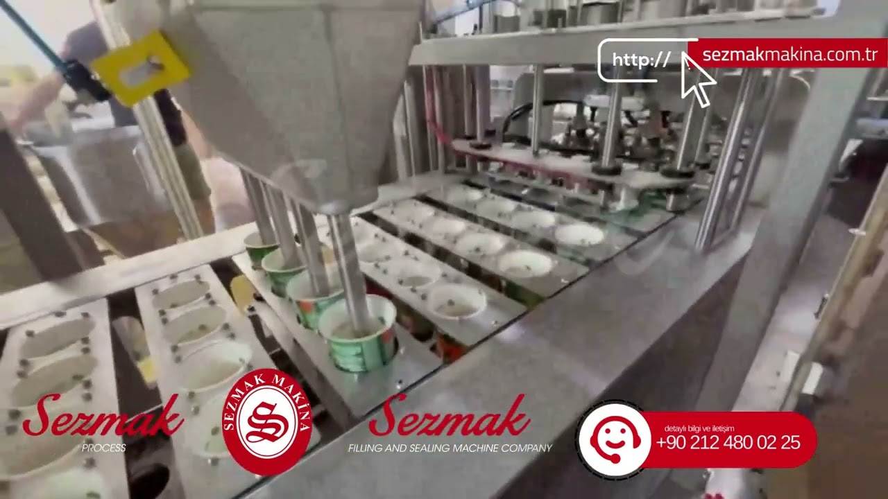 Lineer Dörtlü Paletli Noddle Dolum, Hazır Folyo Yapıştırma ve Plastik Çakmalı Kapak Kapama Makinesi.