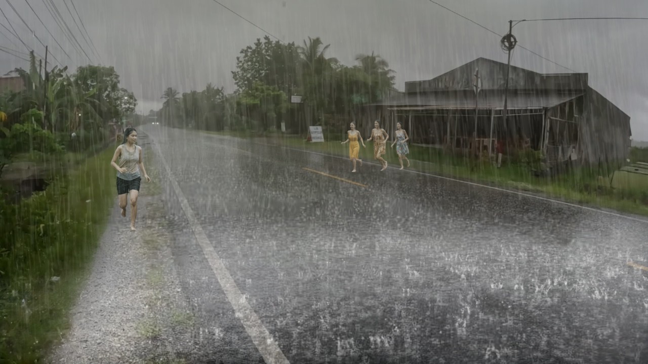 BEST RAIN FOR Sleep ⛈️ 99,9% HEAVY RAIN AND THUNDERSTORMS IN HILLY VILLAGE | ASMR Rain Walk