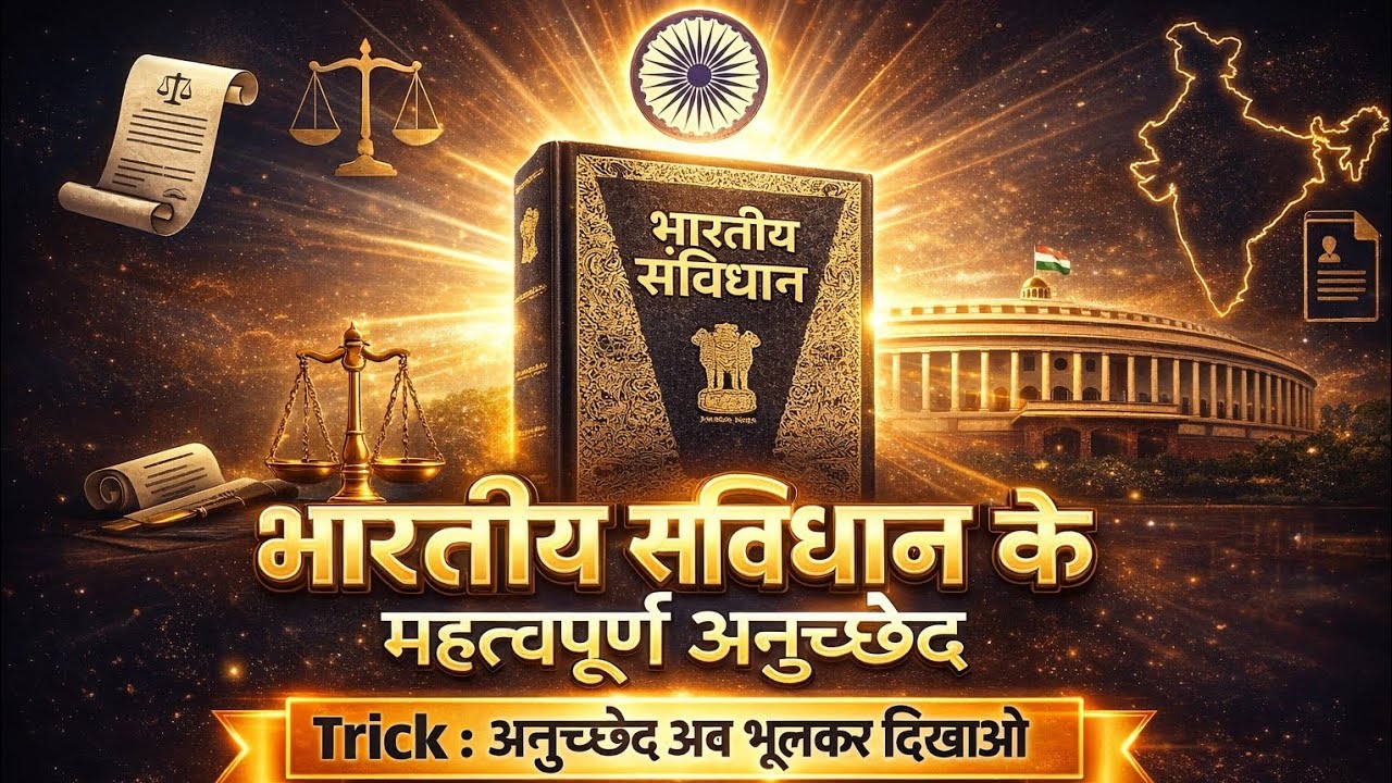 भारतीय संविधान के महत्वपूर्ण अनुच्छेद | Trick से याद करें | UPSI, UP Police, SSC