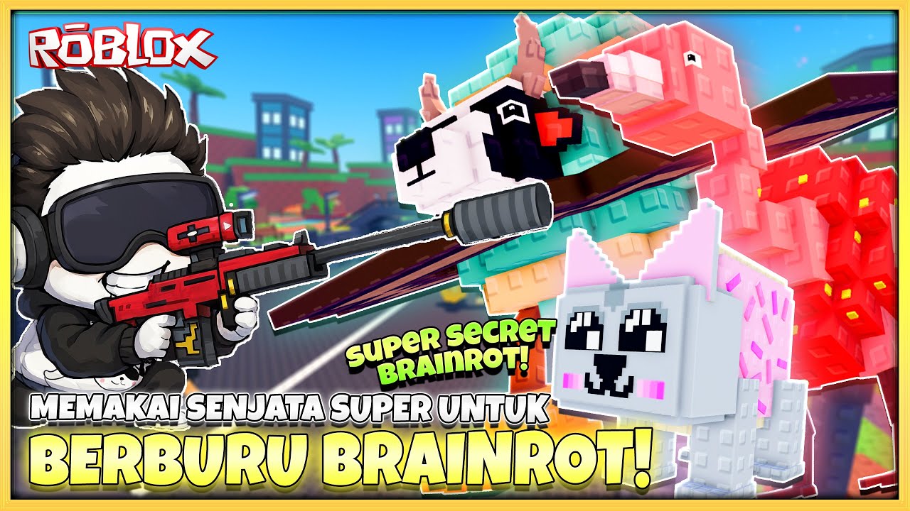 Si Mecin MENEMBAK semua MONSTER BRAINROT dengan TEMBAKAN SUPER di SHOOT A BRAINROT! Roblox Indonesia
