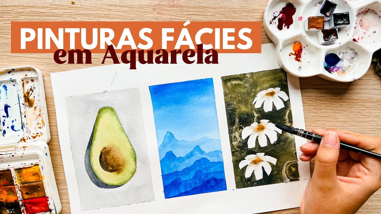 3 pinturas SUPER FÁCEIS em AQUARELA | Perfeito para iniciantes