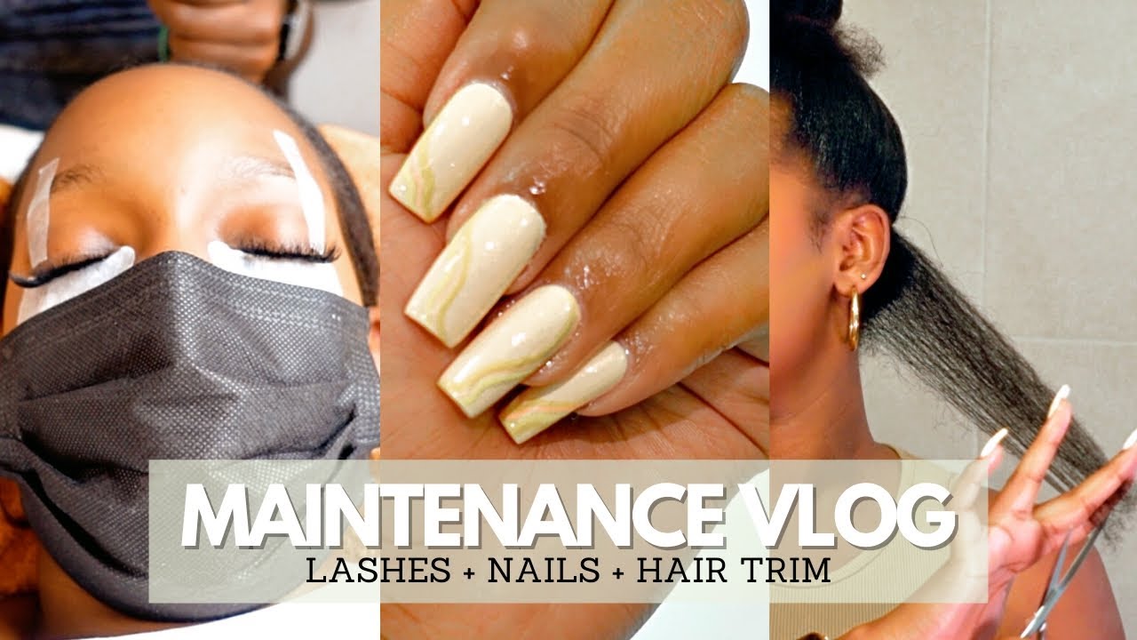 maintenance vlog ✨ mani + pedi + lashes + how I trim my hair | cheymuv