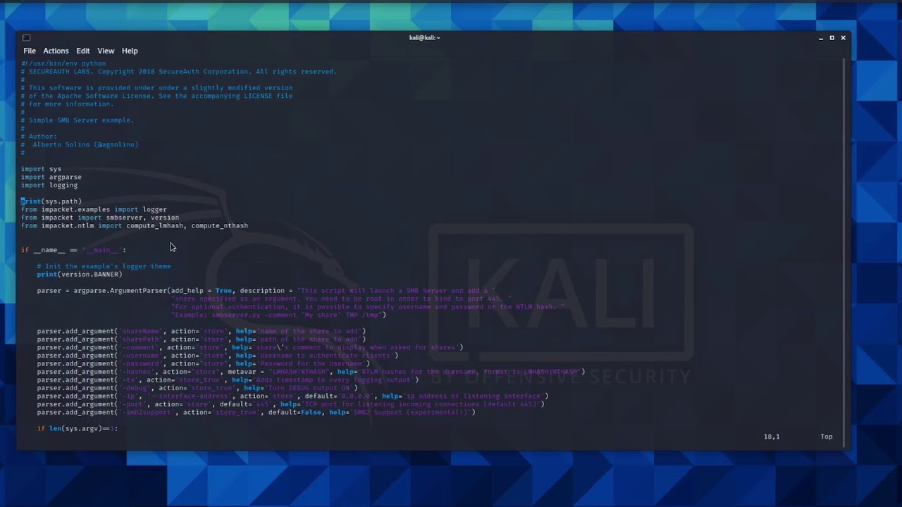 RESOLVED: SMBserver.py error with Kali for OSCP. ImportError: No module named impacket.examples