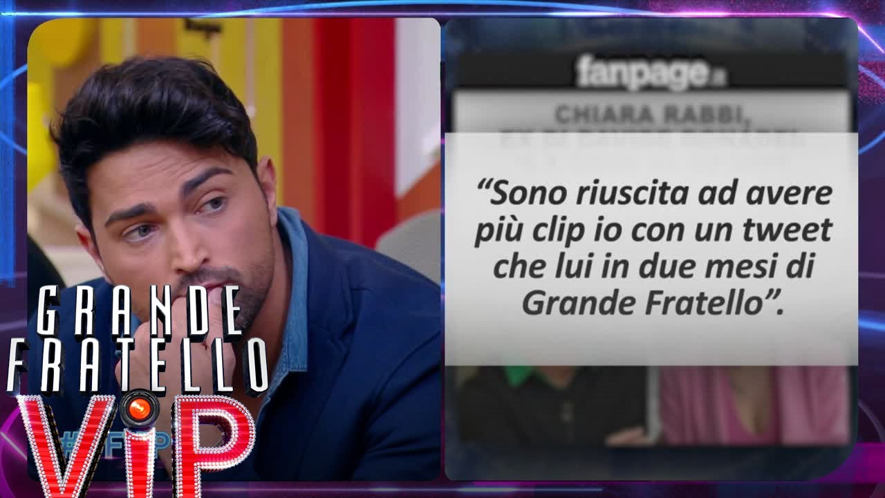 Grande Fratello VIP - Davide Donadei e il commento della ex fidanzata Chiara Rabbi