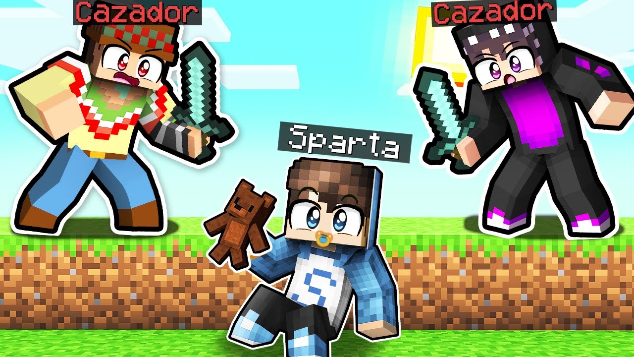 Minecraft: BEBE SPARTA vs 2 CAZADORES 😱🔪 SPEEDRUN vs HUNTER MINECRAFT con SILVIO y FRANCISCO