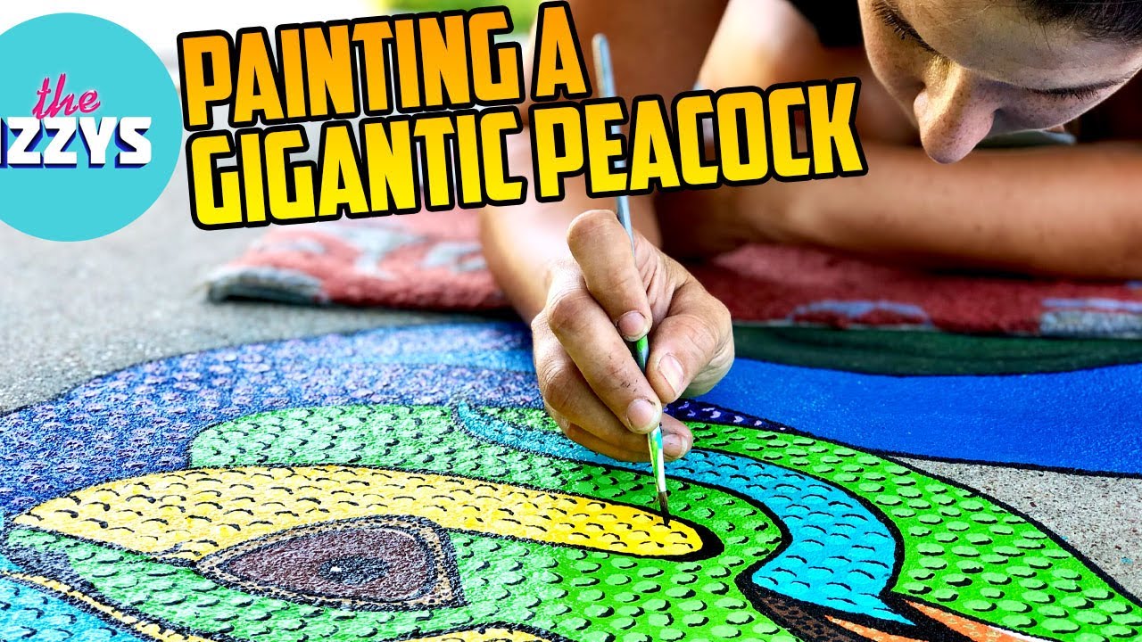 Painting a Giant Sidewalk Peacock!