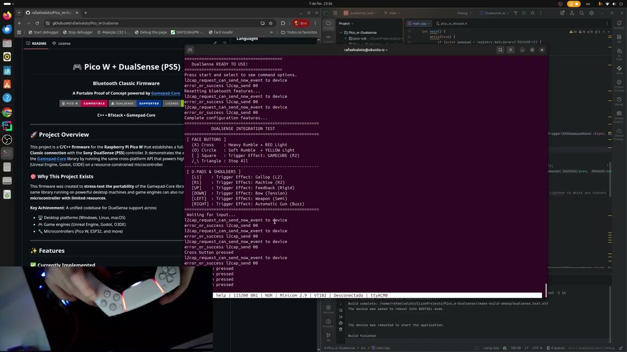 Gamepad-Core: AAA Gamepad Logic running on Raspberry Pi Pico W (Full DualSense Support)