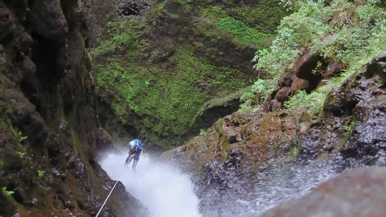 Canyoneering Sacred Falls: 510' Waterfall Rappel HD