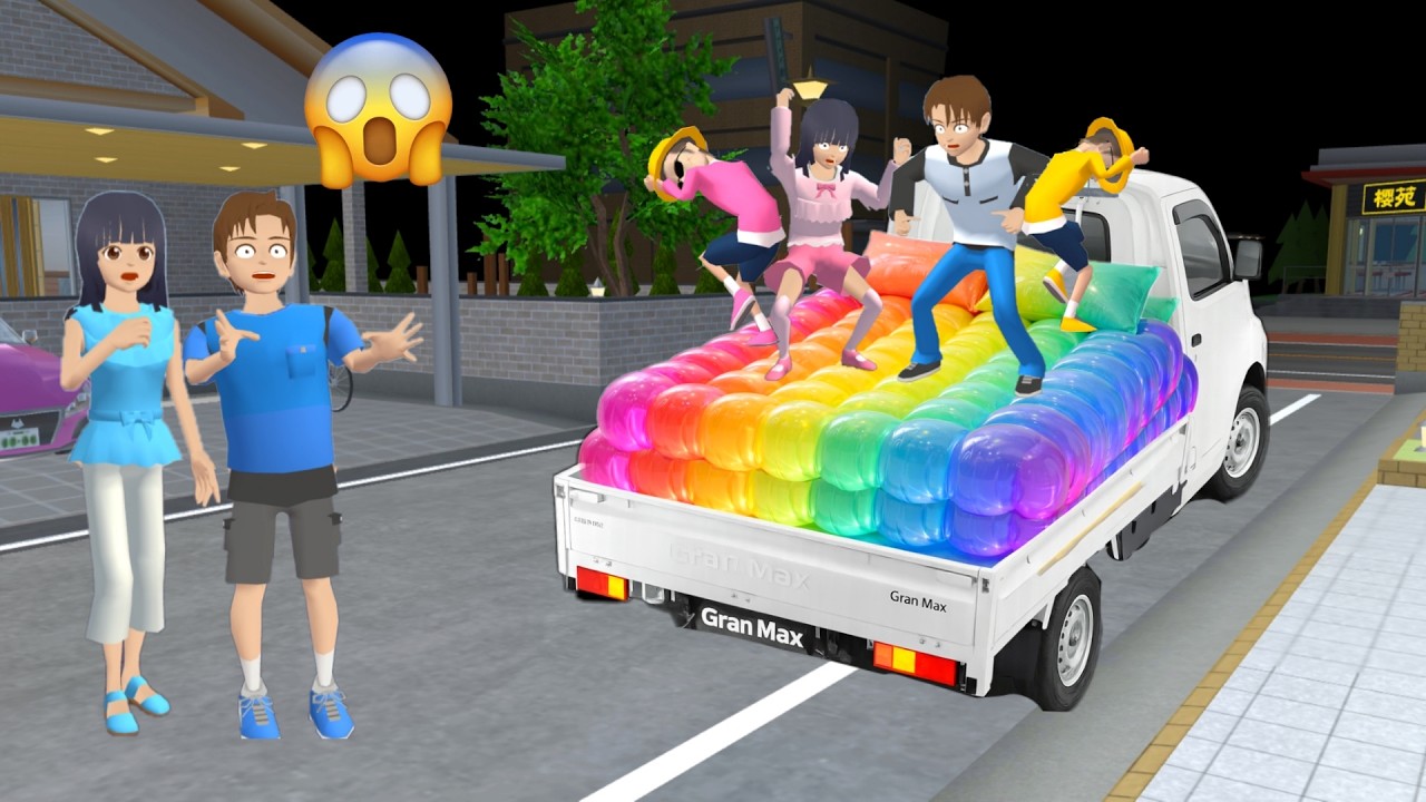 yuta mio buat kasur jelly di atas mobil pickup warna warni | SAKURA SCHOOL SIMULATOR