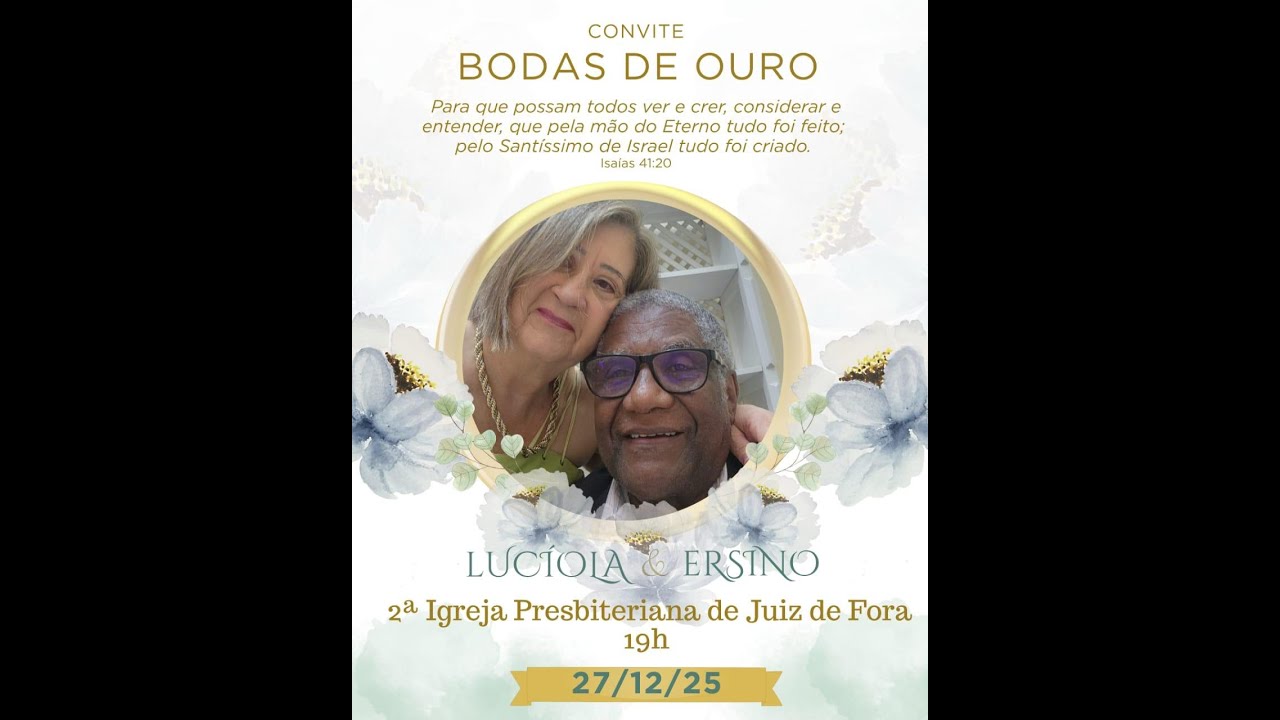 CULTO EM GRATIDÃO AS BODAS DE OURO REV. ERSINO E LUCÍOLA | 27/12/2025