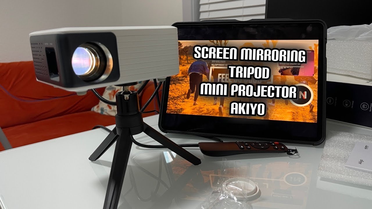 Mini Projector, AKIYO 1080P Supported Portable Projector with Tripod, 55000 Hours Multimedia