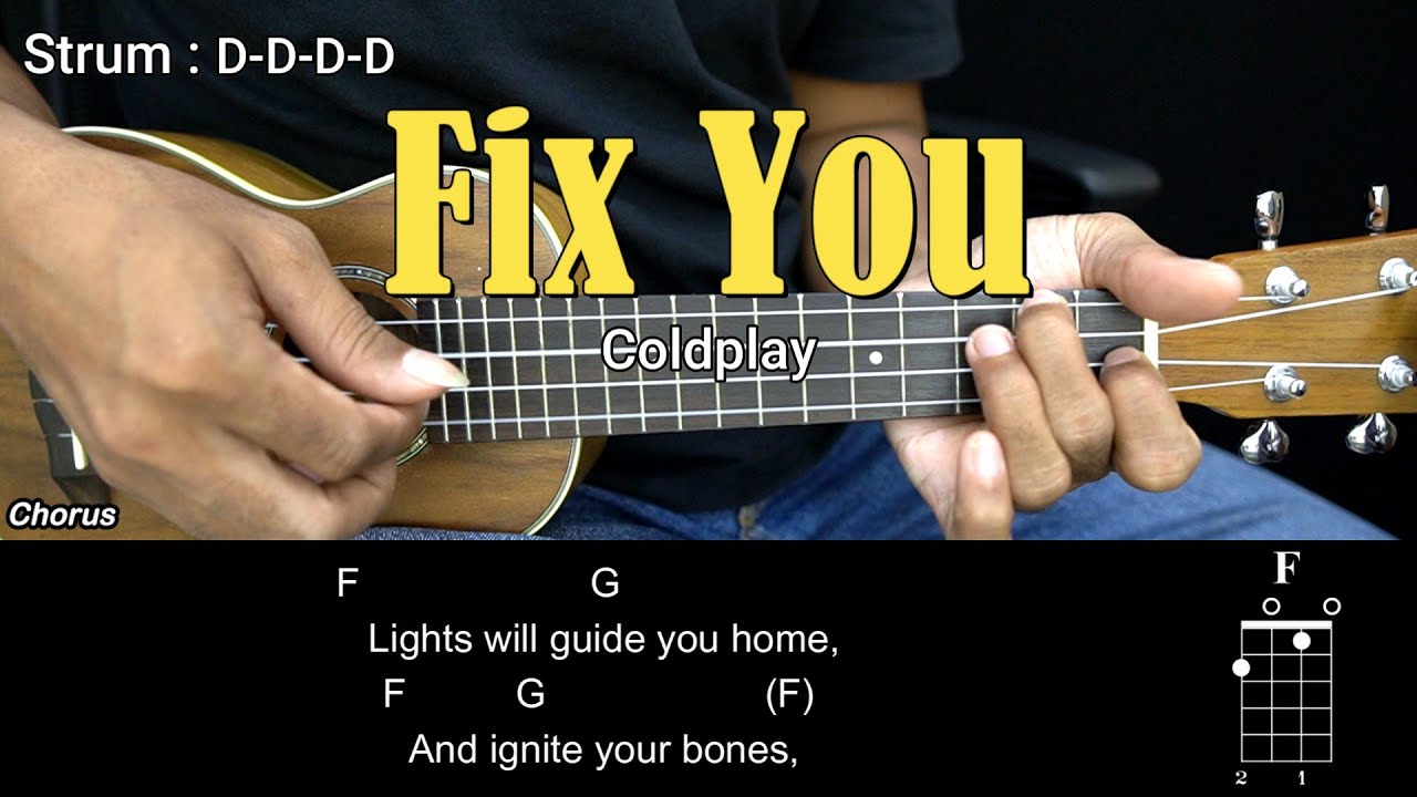 Fix You - Coldplay - Ukulele Chords Tutorials (Play Along)