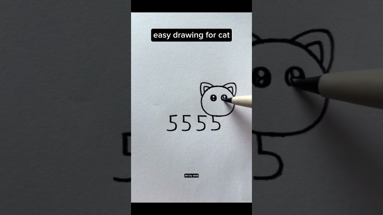 How to draw A Cat Using 5555 Number for Beginners |Art by abid| #cartooncat #drawing #art #artwork