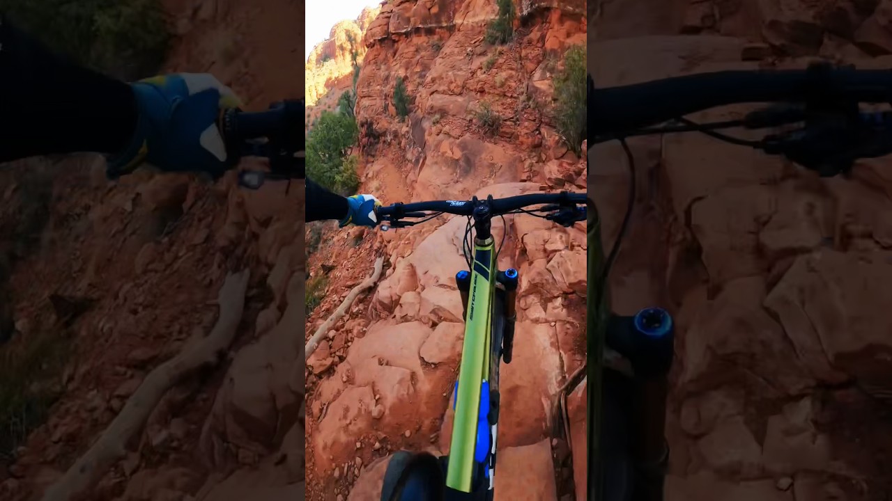 Fast Run Down Sedona&rsquo;s Hiline Chute Scares Me! #mtb #sedona #scary #shorts #short #shortsvideo #fun