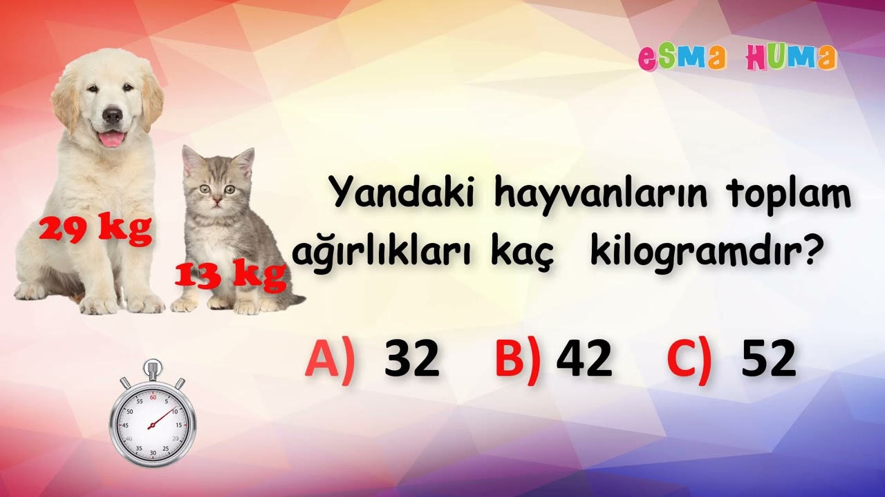 2. Sınıf - Matematik : Test &Ccedil;&ouml;z ! / Toplama İşlemi -2 ( 5 Soru 5 Cevap )