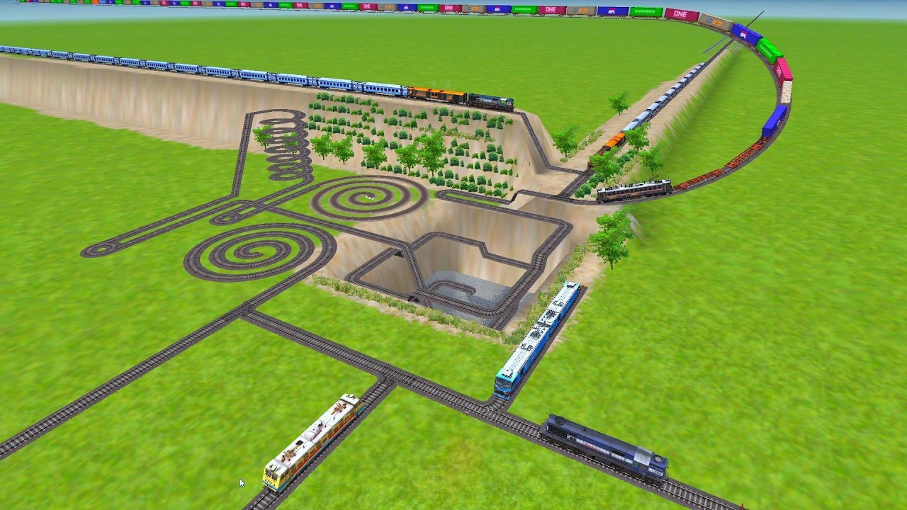 THREE RAILS RUNNING AT SQUARE CHASM SPRINGS CIRCLES RAILROAD TRACKS ZIG ZAG TRACKS || #trainsgame 