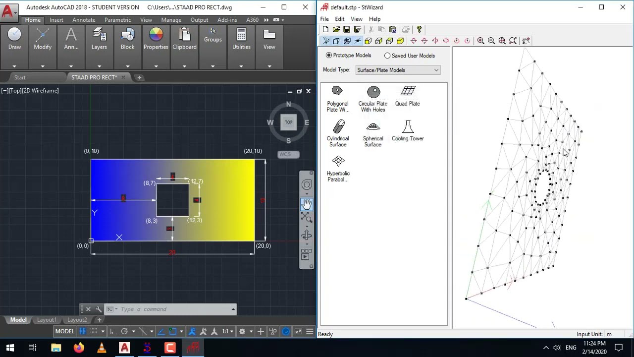How to create a Rectangular plate with Square hole in STAAD Pro.