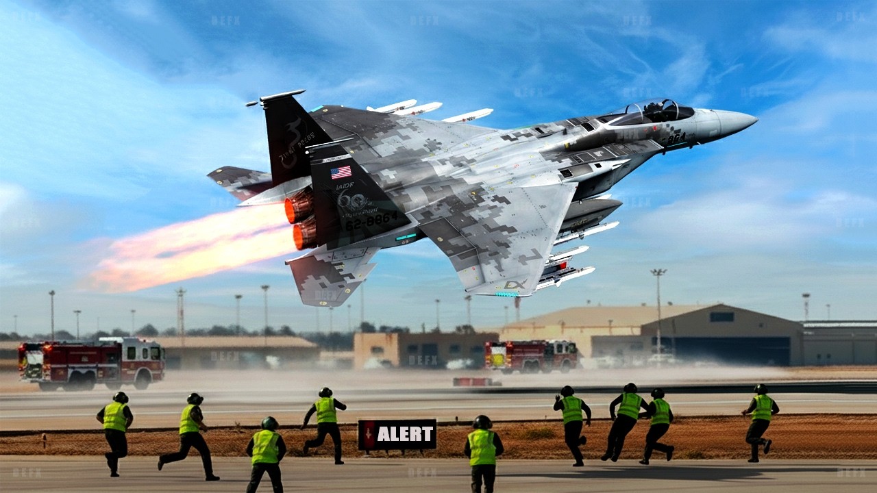 Каракас в шоке! Пилот американского F-15 взлетел на полной скорости во время аварийной ситуации.