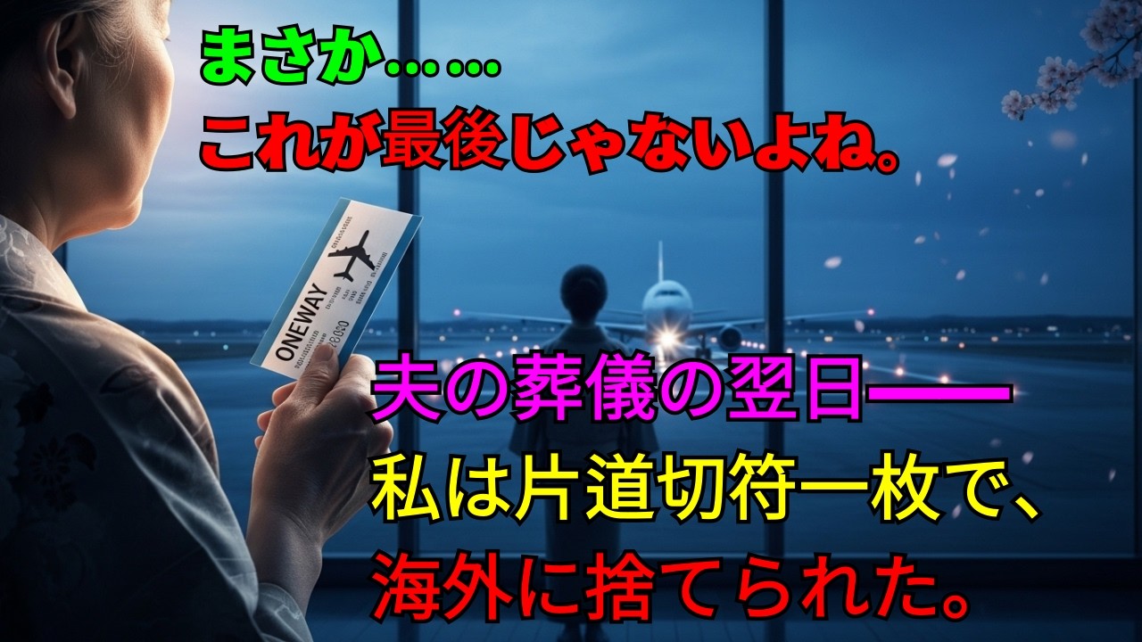 夫の葬儀が終わった直後――片道切符で海外に捨てられた妻。そして1年後…