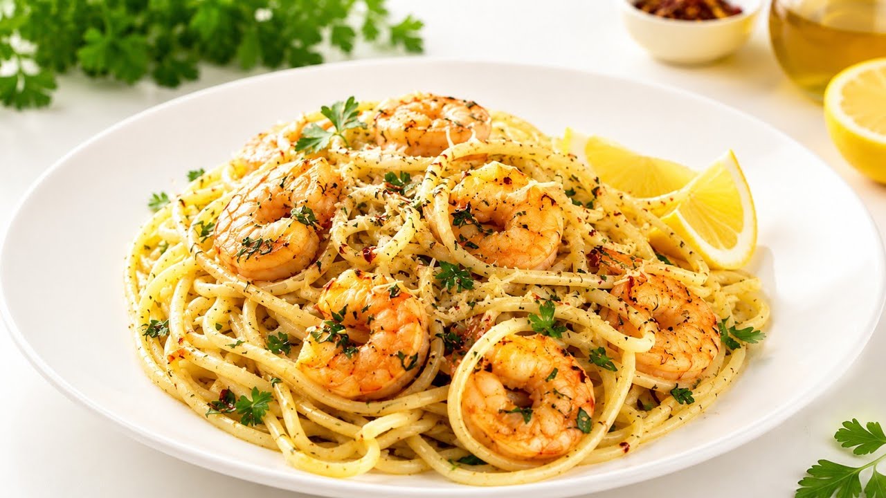 ESPAGUETIS CON LANGOSTINOS AL AJILLO (Y TRUCO QUE NO QUEDE SECA LA PASTA)