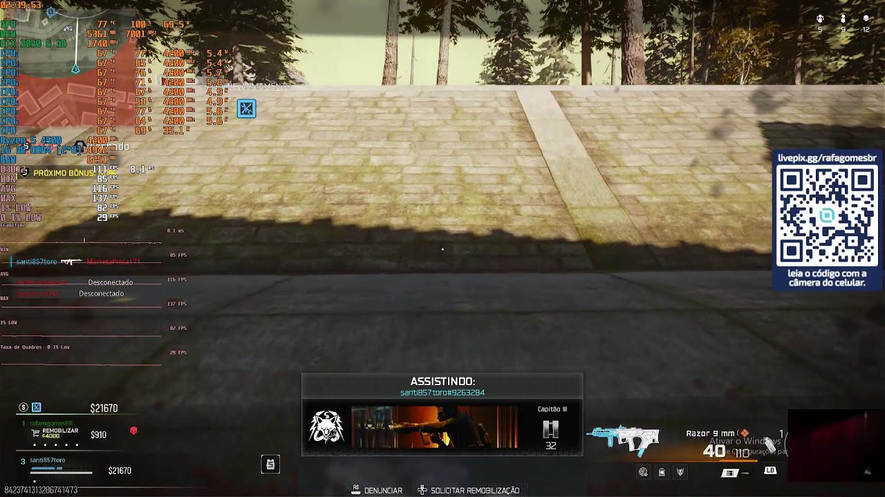 WARZONE - 1080p (DLSS B. + FSR FG.) - Basic - RTX 3050 6 GB + R5 4500 PBO (16 GB) - HDD