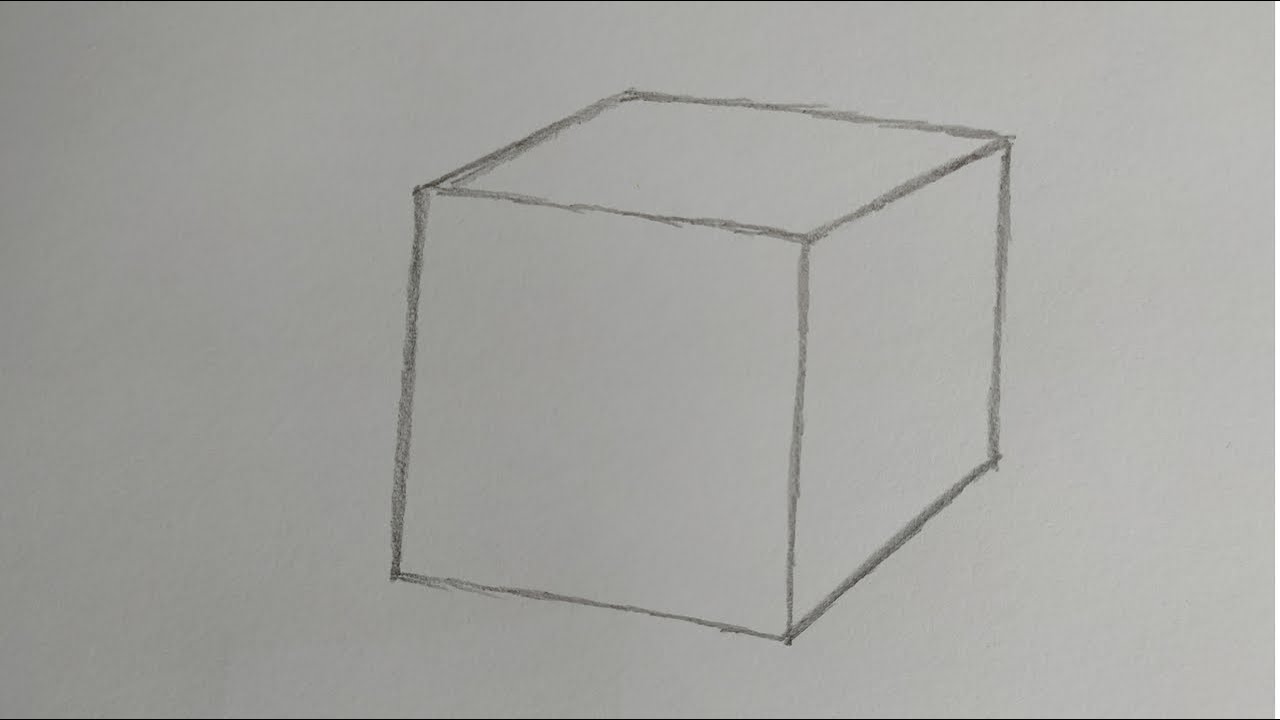 Como desenhar um cubo simples passo a passo. How to draw a simple cube step by step. 如何逐步绘制简单的立方体。
