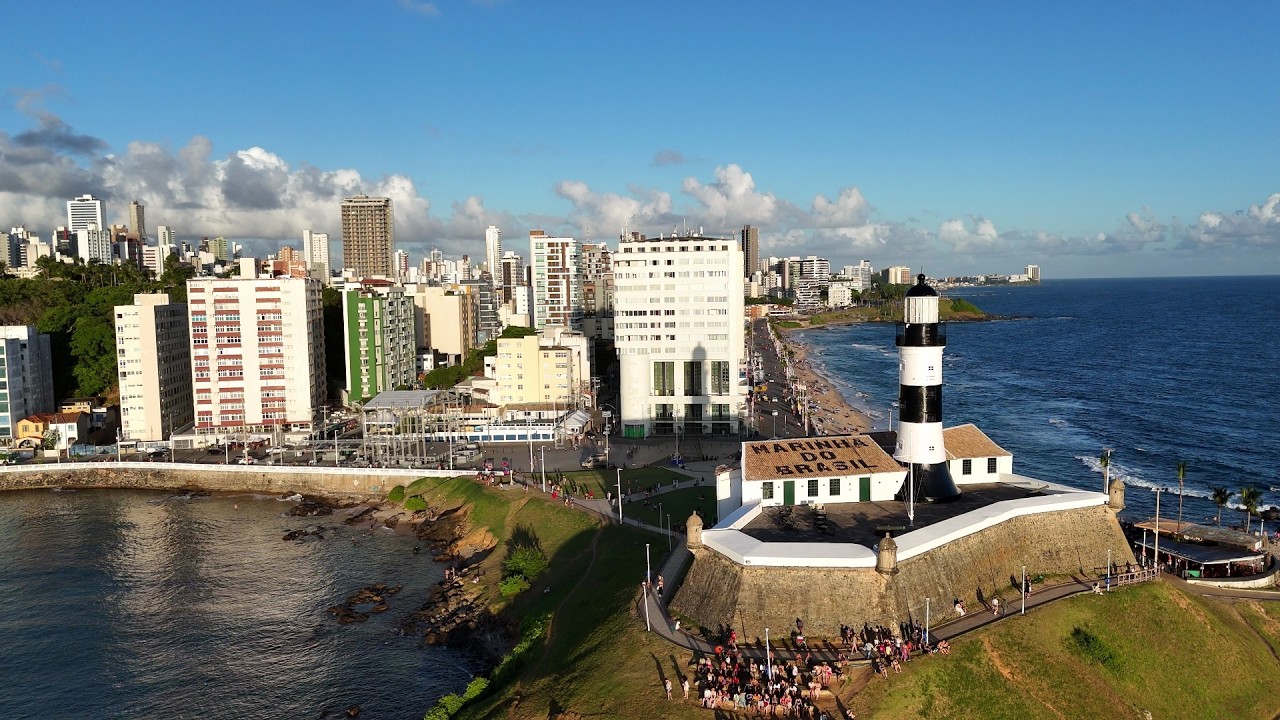 #43 Pôr do Sol no Farol da Barra Salvador, Bahia, Brasil #4K #Drone #MúsicaRelaxante