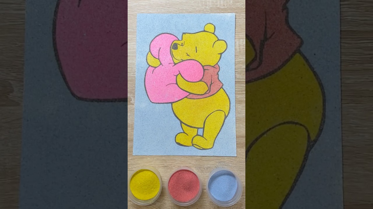 Sand painting WINNIE THE POOH - T&ocirc; m&agrave;u tranh c&aacute;t Gấu Pooh #heytoystv #sandpainting #pooh