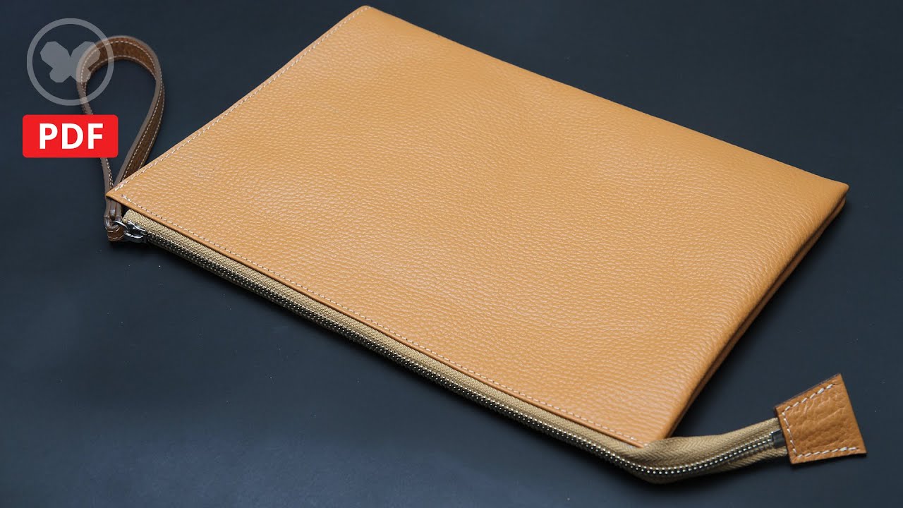 Make a leather zipper Clutch Bag (Free PDF Pattern)/ 입체가 살아있는 클러치백 만들기 (무료패턴/DIY/가죽공예)