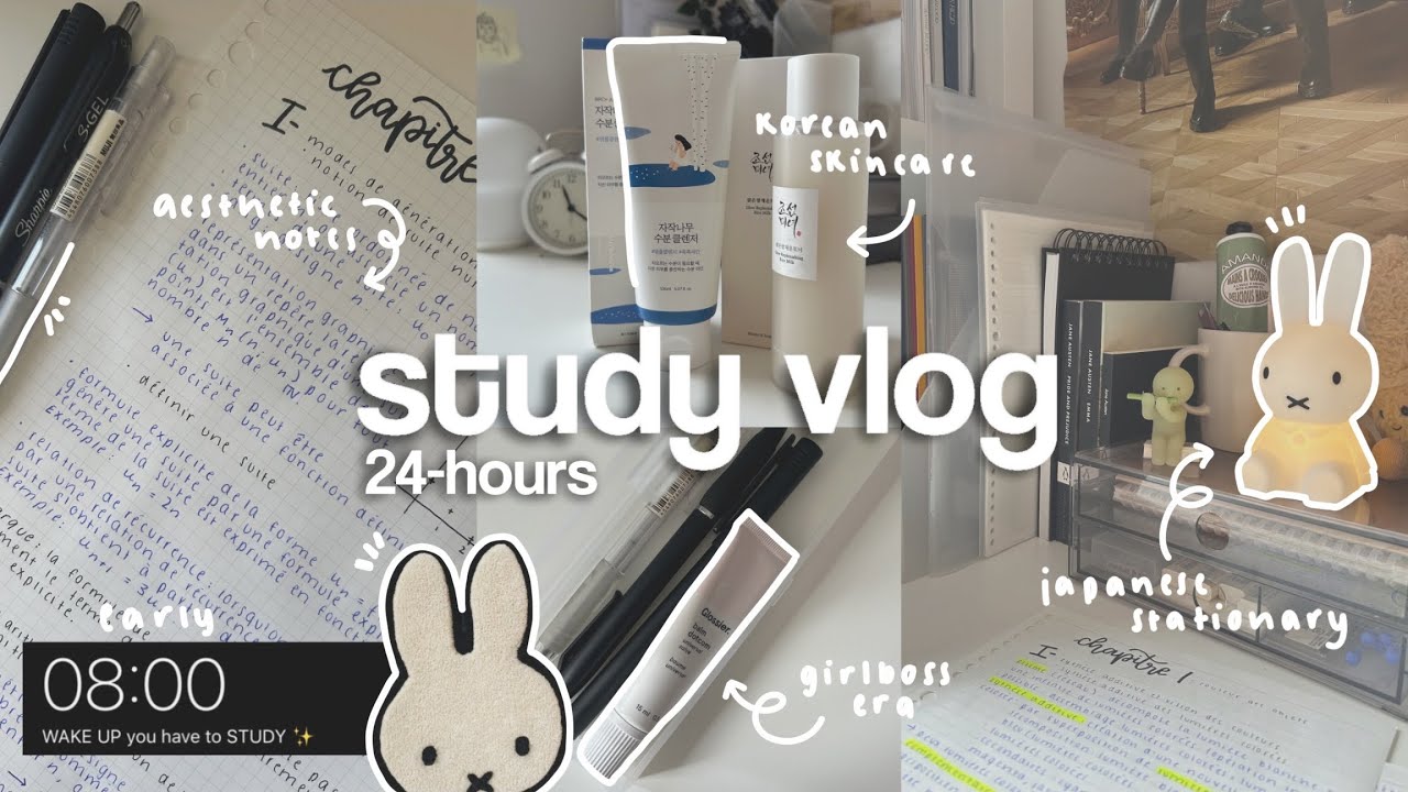 🦪🖇️ cozy STUDY VLOG | korean skincare, japanese stationary, aesthetic notes, prep for school