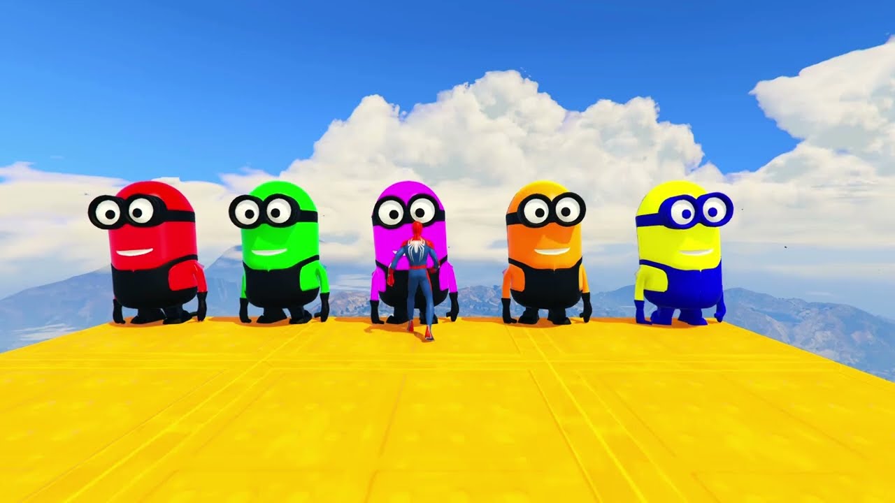 GTA 5 Epic Ragdolls RED SPIDERMAN VS RED MINION VS GREEN MINIONEuphoria Physics & Funny Fails 22