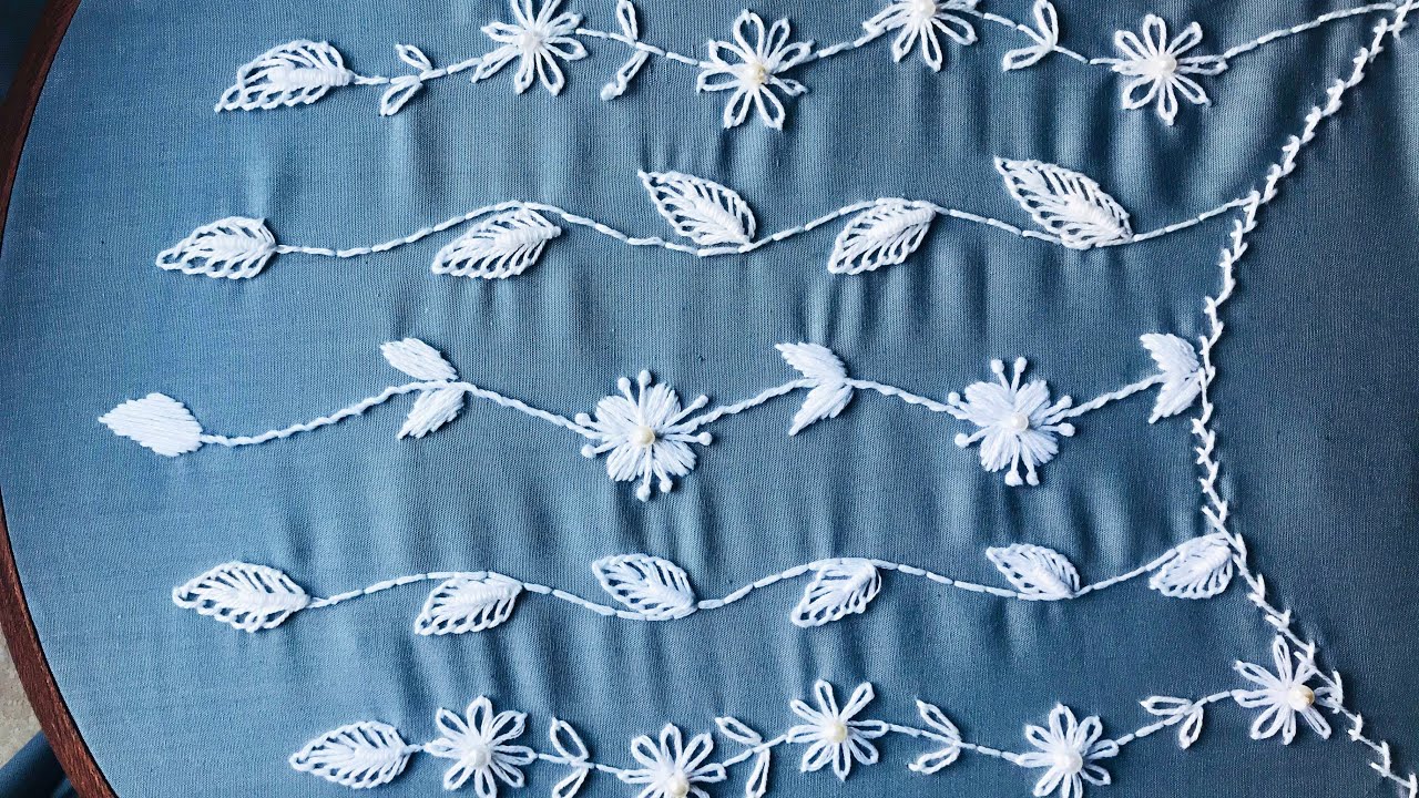 Hand Embroidery: Amazing Neckline Embroidery with beautiful stitches /Embroidery Art