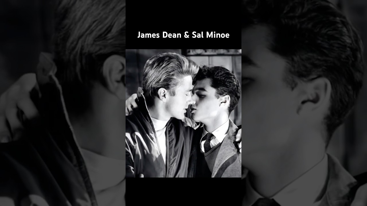 James Dean and Sal Mineo on the set of Rebel Without a Cause.  #JamesDean #lgbt #queer #kiss