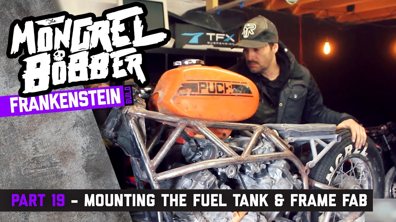 CB650 / VFR750 Bobber 'MONGREL' Part 19 - Mounting the fuel tank & frame mods