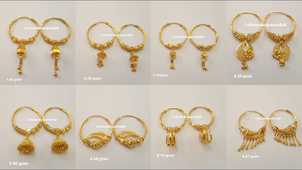 Light Weight Gold Hoop Earring Designs With Weight