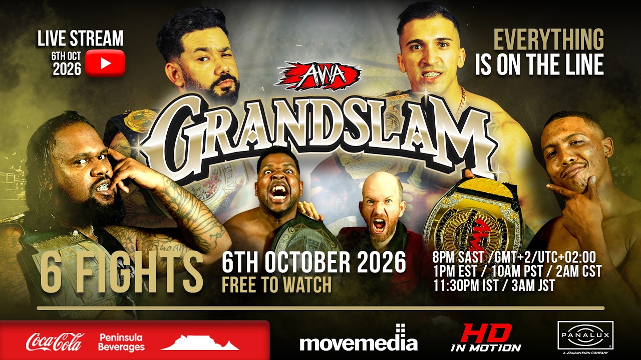 AWA GrandSlam 2026 LIVE STREAM | Pro Wrestling | Cape Town, South Africa | 20:00 UTC +2
