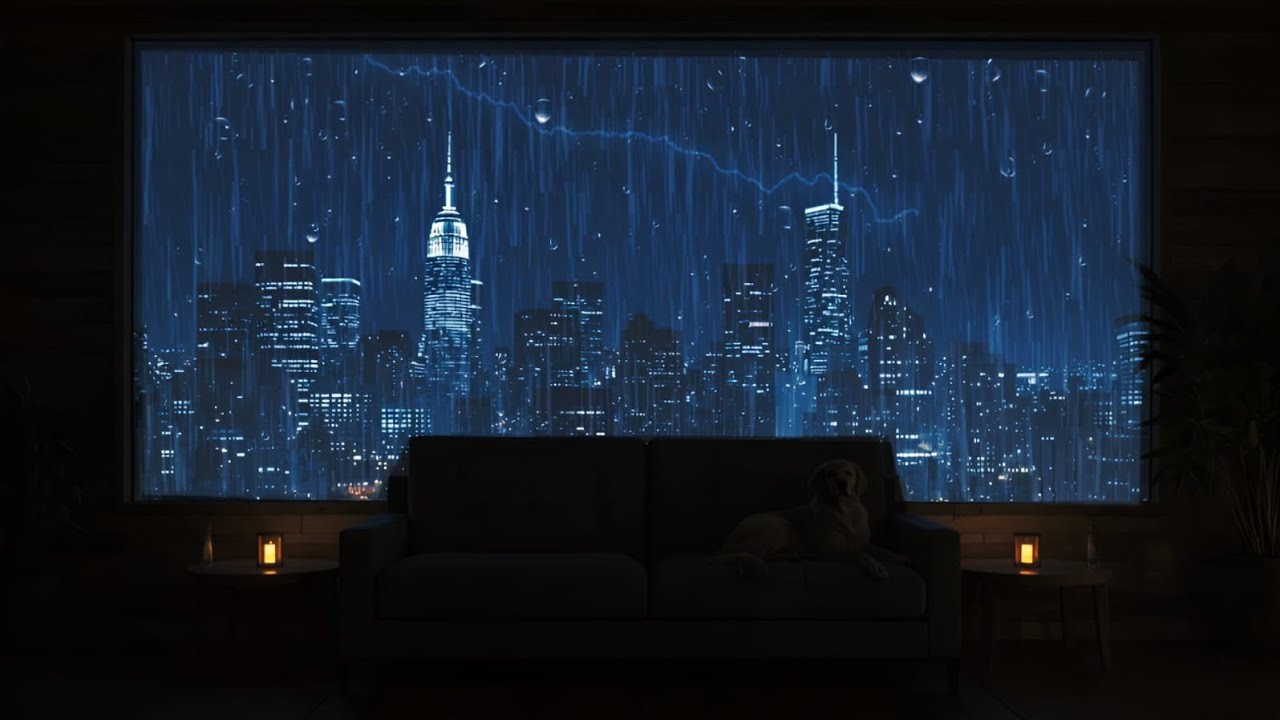 Rain and Thunderstorm Sounds for Sleeping | Cozy Urban Night